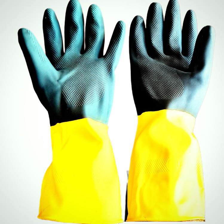 دستکش لاستیکی صنعتی گیلان سه لایه دو رنگ ایکس لارج